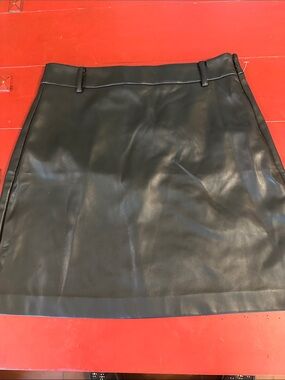 LOFT Black Faux Leather Mini Skirt